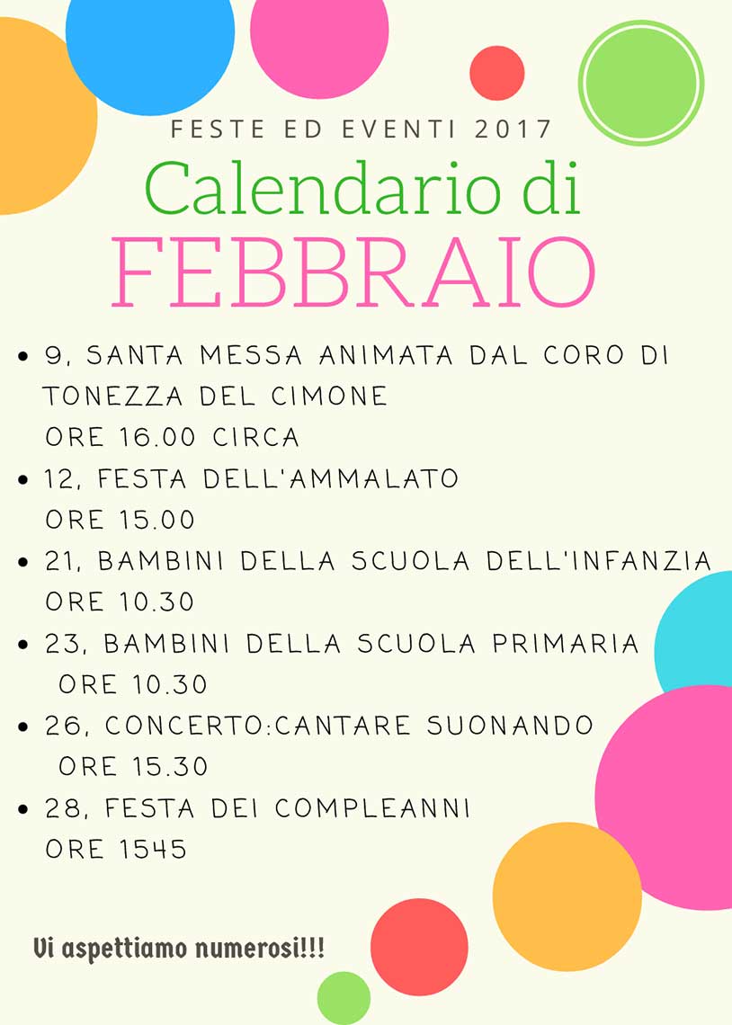 calendario attivita febbraio17